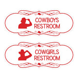 Designer Cowgirls and Cowboys Restroom Signs, (Set of 2) Wall or Door Signs