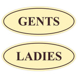 Oval LADIES GENTS Restroom Signs - 2 Pack