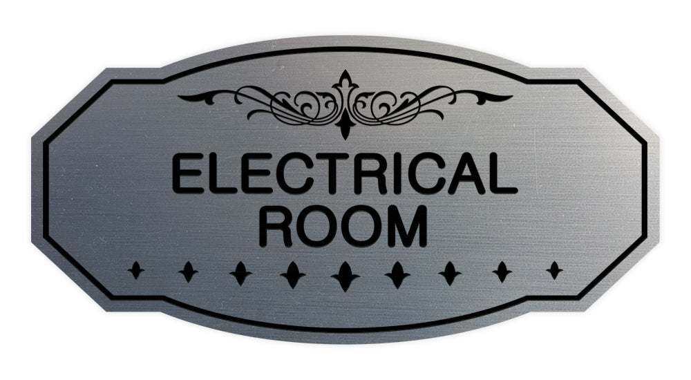 Brushed Silver Victorian Electrical Room Sign