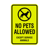 Portrait Round No Pets Allowed Except Service Animals Sign