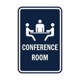 Navy Blue / White Portrait Round Conference Room Sign
