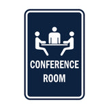 Navy Blue / White Portrait Round Conference Room Sign