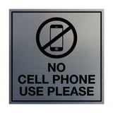 Signs ByLITA Square No Cell Phone Use Please Sign with Adhesive Tape, Mounts On Any Surface, Weather Resistant, Indoor/Outdoor Use