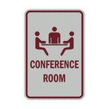 Light Grey / Burgundy Portrait Round Conference Room Sign