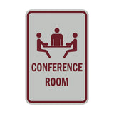 Light Grey / Burgundy Portrait Round Conference Room Sign