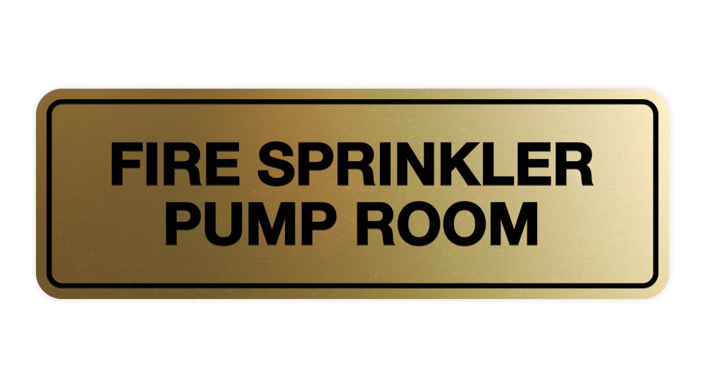 Brushed Gold Signs ByLITA Standard Fire Sprinkler Pump Room Sign