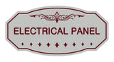 Light Grey / Burgundy Victorian Electrical Panel Sign