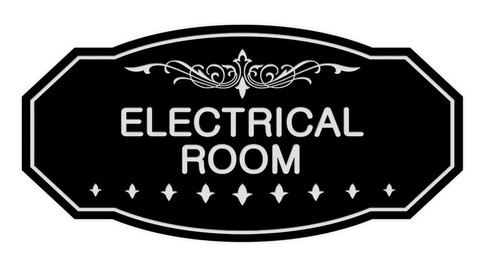 Black / Silver Victorian Electrical Room Sign