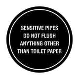 Circle Sensitive Pipes Do Not Flush Anything Other Than Toilet Paper Wall or Door Sign
