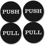 2" Round Push Pull Door Signs (Black) - 2 sets (4pcs)