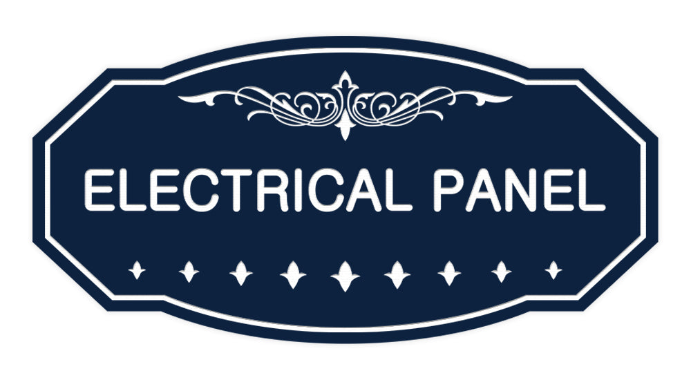 Navy Blue / White Victorian Electrical Panel Sign