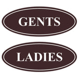 Oval LADIES GENTS Restroom Signs - 2 Pack