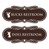 Designer Bucks and Does Novelty Restroom Signs (Set of 2) Wall or Door Sign