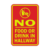 Portrait Round No Food Or Drink In Hallway Sign