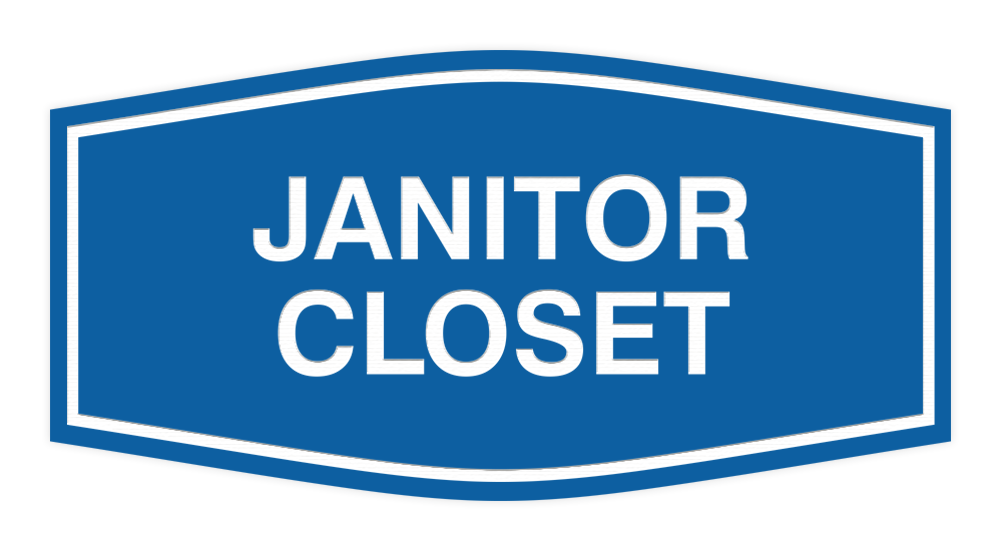 Blue Fancy Janitor Closet Sign