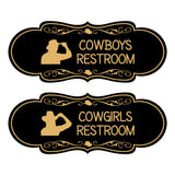 Designer Cowgirls and Cowboys Restroom Signs, (Set of 2) Wall or Door Signs