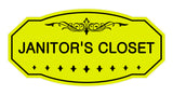 Yellow / Black Victorian Janitor's Closet Sign