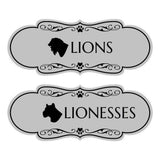 Designer Lions and Lionesses, Novelty Restroom (Set of 2) Wall or Door Signs