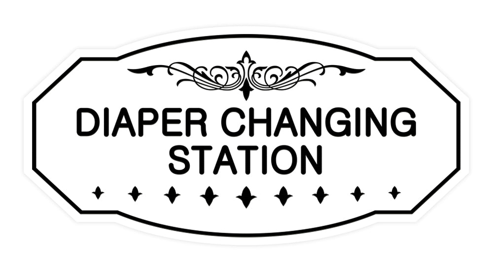 White Victorian Diaper Changing Station Sign
