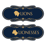 Designer Lions and Lionesses, Novelty Restroom (Set of 2) Wall or Door Signs