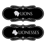 Designer Lions and Lionesses, Novelty Restroom (Set of 2) Wall or Door Signs