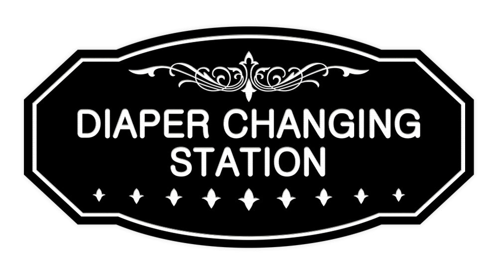 Black Victorian Diaper Changing Station Sign