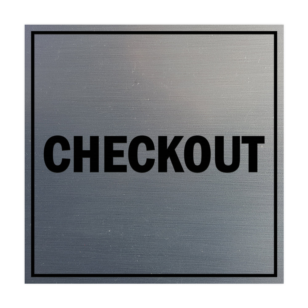 Signs ByLITA Square Checkout Sign with Adhesive Tape, Mounts On Any Surface, Weather Resistant, Indoor/Outdoor Use
