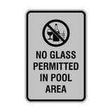 Portrait Round No Glass Permitted In Pool Area Sign