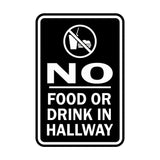 Portrait Round No Food Or Drink In Hallway Sign