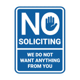 Portrait Round No Soliciting We Do Not Want Anything From You Wall or Door Sign