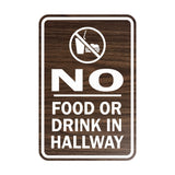 Portrait Round No Food Or Drink In Hallway Sign