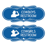 Designer Cowgirls and Cowboys Restroom Signs, (Set of 2) Wall or Door Signs