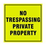 Signs ByLITA Square No Trespassing Private Property Sign with Adhesive Tape, Mounts On Any Surface, Weather Resistant, Indoor/Outdoor Use