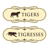 Designer Tigers and Tigresses, Novelty Restroom Signs, Set of 2 (Black) - Small