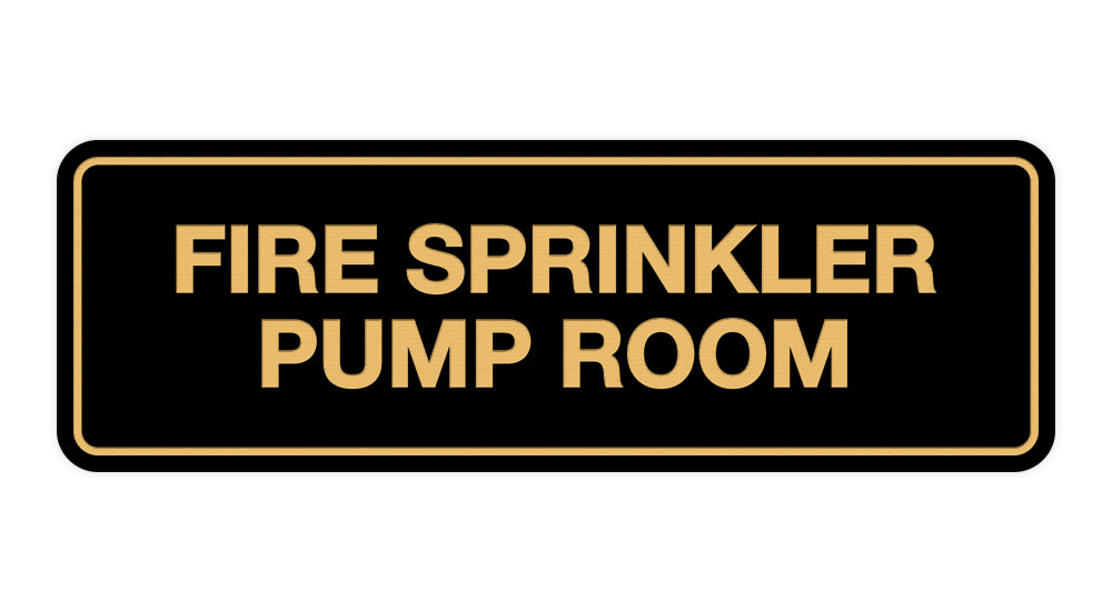 Black / Gold Signs ByLITA Standard Fire Sprinkler Pump Room Sign