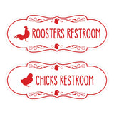 Designer Chicks and Roosters Novelty Restroom Signs (Set of 2) Wall or Door Sign