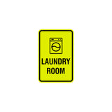 Yellow / Black Portrait Round Laundry Room Sign