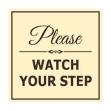 Signs ByLITA Square Classy Please Watch Your Step Sign with Adhesive Tape, Mounts On Any Surface, Weather Resistant, Indoor/Outdoor Use