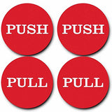 2" Round Push Pull Door Signs (Red) - 2 sets (4pcs)