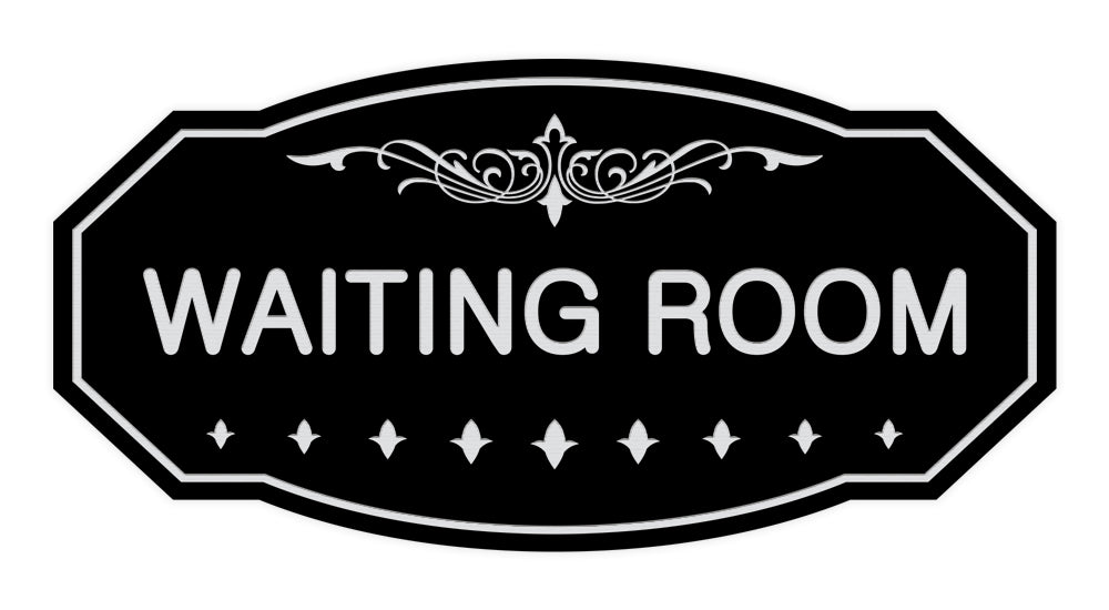 Black / Silver Victorian Waiting Room Sign