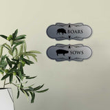 Designer Boars and Sows, Novelty Restroom (Set of 2) Wall or Door Signs