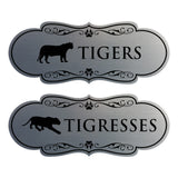 Designer Tigers and Tigresses, Novelty Restroom Signs, Set of 2 (Black) - Small
