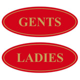 Oval LADIES GENTS Restroom Signs - 2 Pack