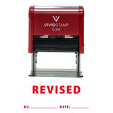 Revised By Date Self Inking Rubber Stamp