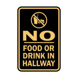 Portrait Round No Food Or Drink In Hallway Sign