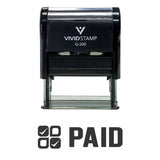 Paid W/ Check Icon Self Inking Rubber Stamp