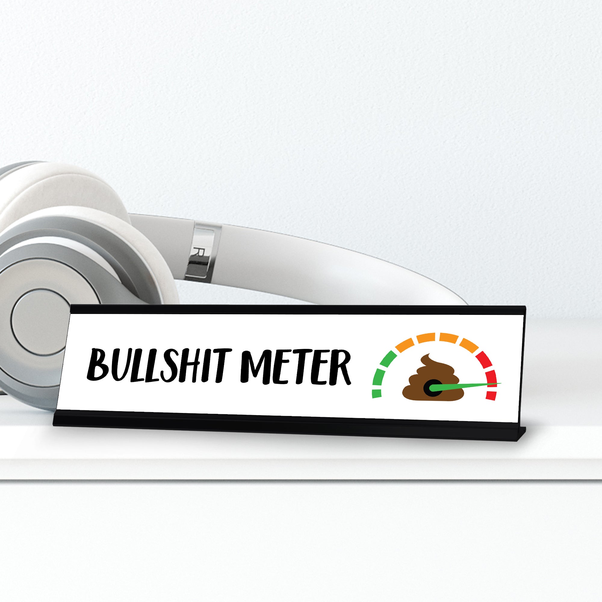 Bullshit Meter, Designer Series Desk Sign Novelty Nameplate (2 x 8")