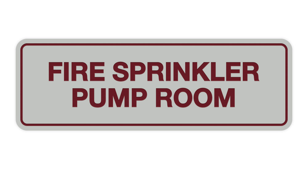 Light Grey / Burgundy Signs ByLITA Standard Fire Sprinkler Pump Room Sign