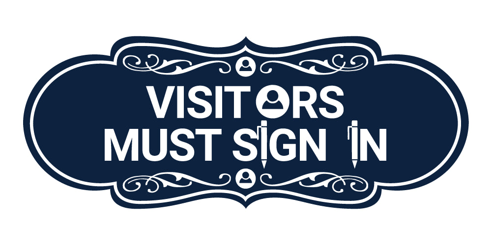 Designer Visitors Must Sign In Wall or Door Sign – Pacific Sign and Stamp