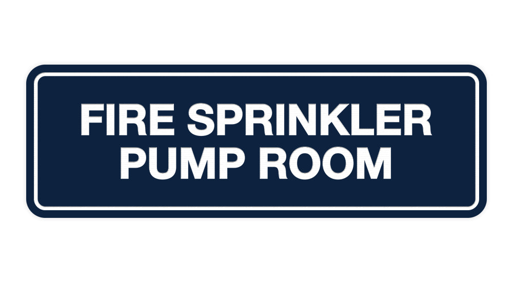 Navy Blue / White Signs ByLITA Standard Fire Sprinkler Pump Room Sign